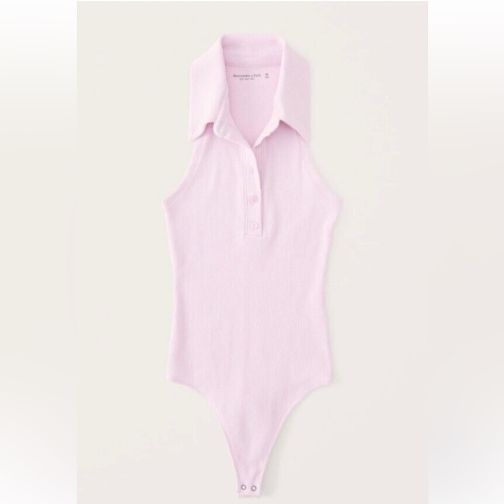 Abercrombie and fitch ribbed polo thong bodysuit PINK*